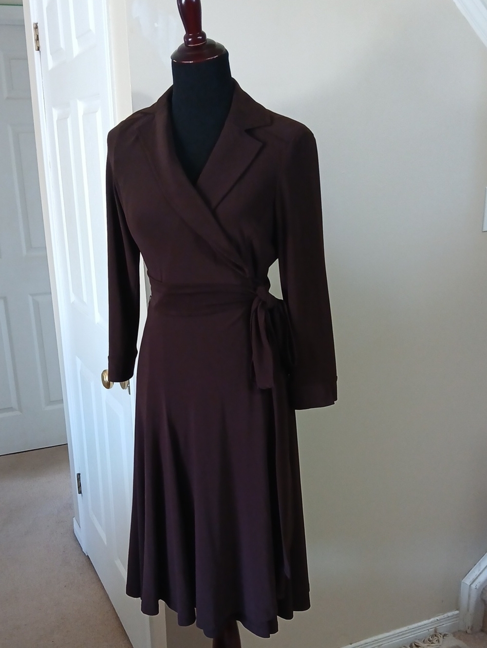 Ralph Lauren Brown Long-Sleeve Wrap Dress